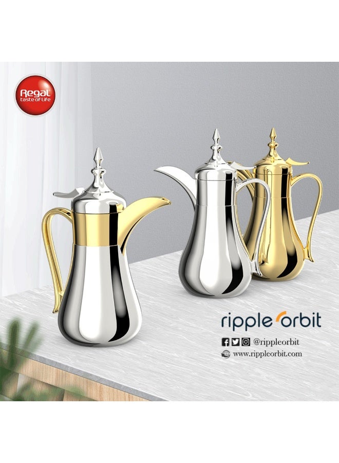 ريجال طقم ترامس ريجال ستانلس ستيل مزدوج الجدار 0.7 لتر + 1 لتر – لون ذهبي - Image 2